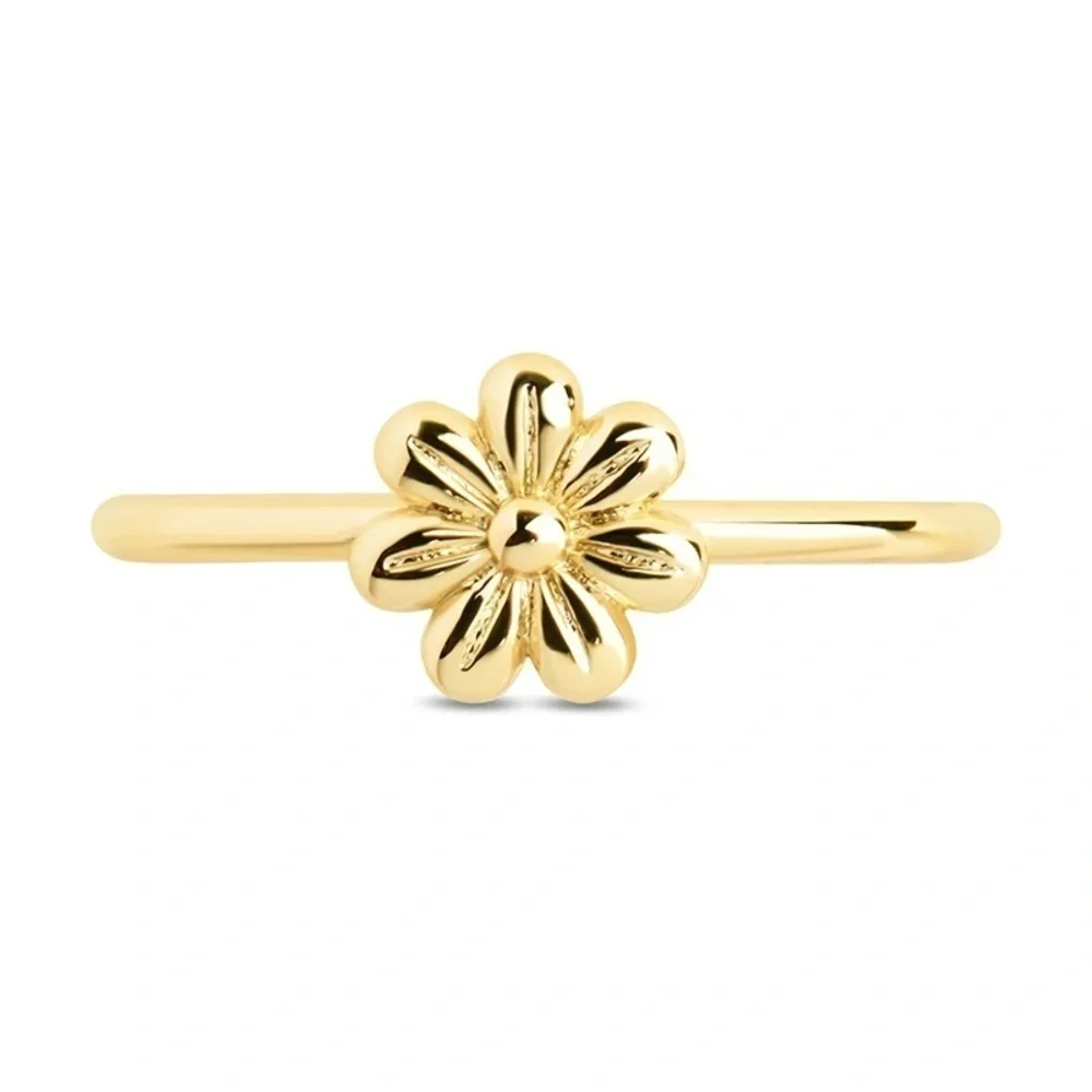 NEW Sterling Forever 14K Gold Plated Flower Ring Size 6